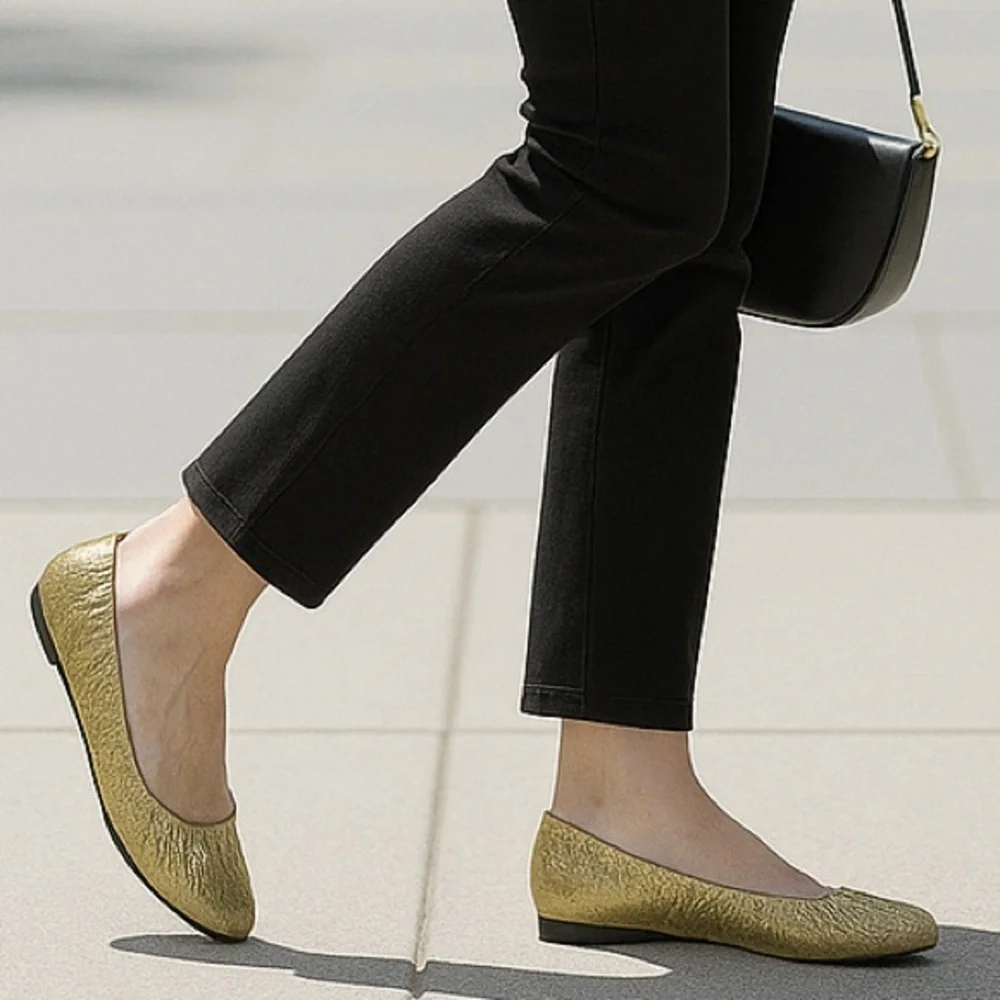 Rebecca Minkoff Ruched Gold Metallic Women's Ballet Flats Size 9.5 NEW With Box